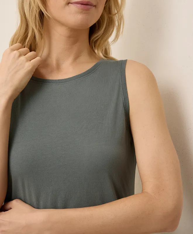 PACT Women's Castor Green Softspun High Neck Tank M 2