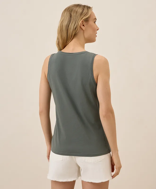 PACT Women's Castor Green Softspun High Neck Tank M 4