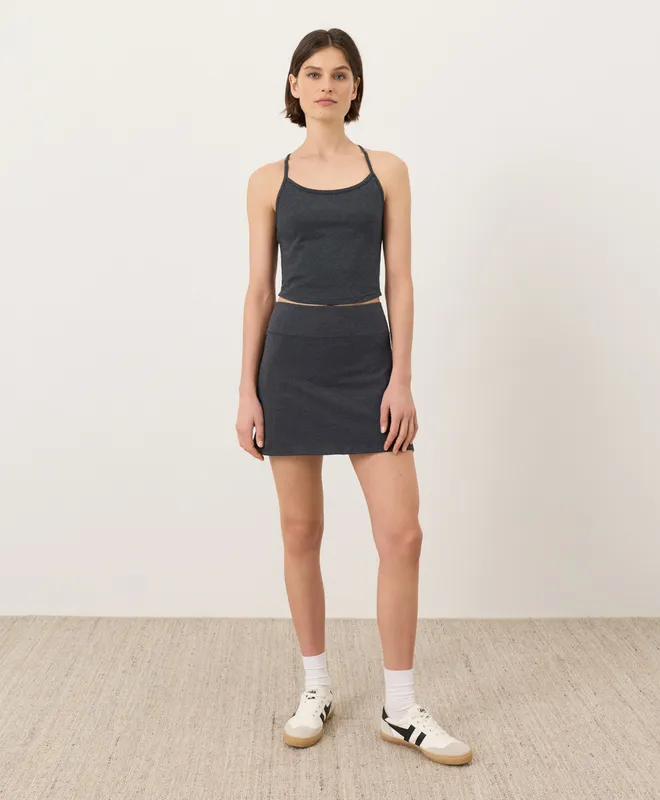 PACT Women's Charcoal Heather On the Go-To Pocket Skort XS 2