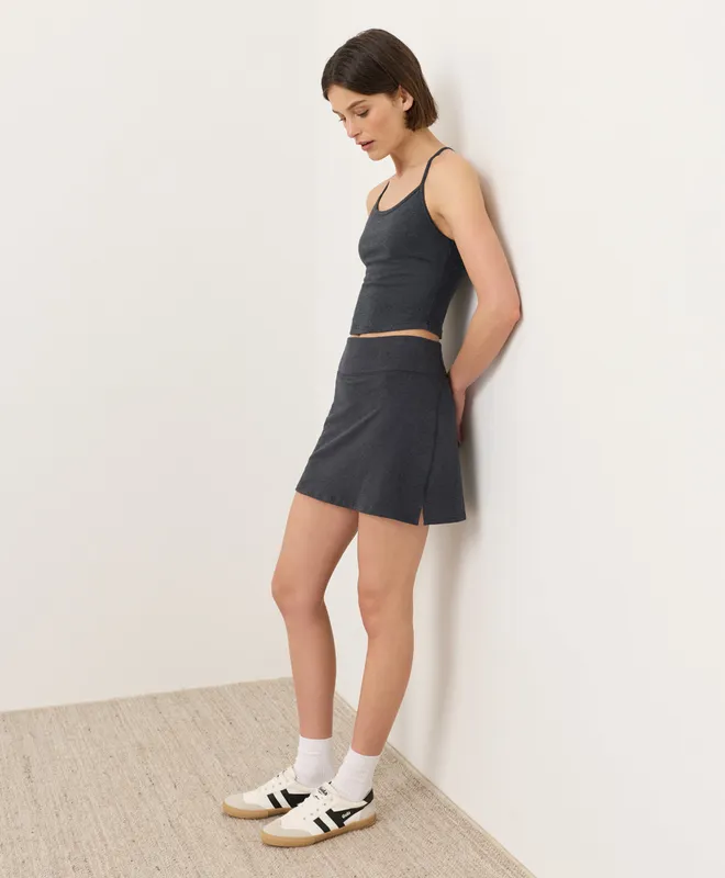 PACT Women's Charcoal Heather On the Go-To Pocket Skort XS 3
