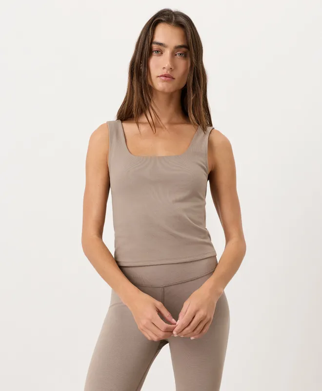 PACT Women's Cinder On The Go-To Square Neck Tank L