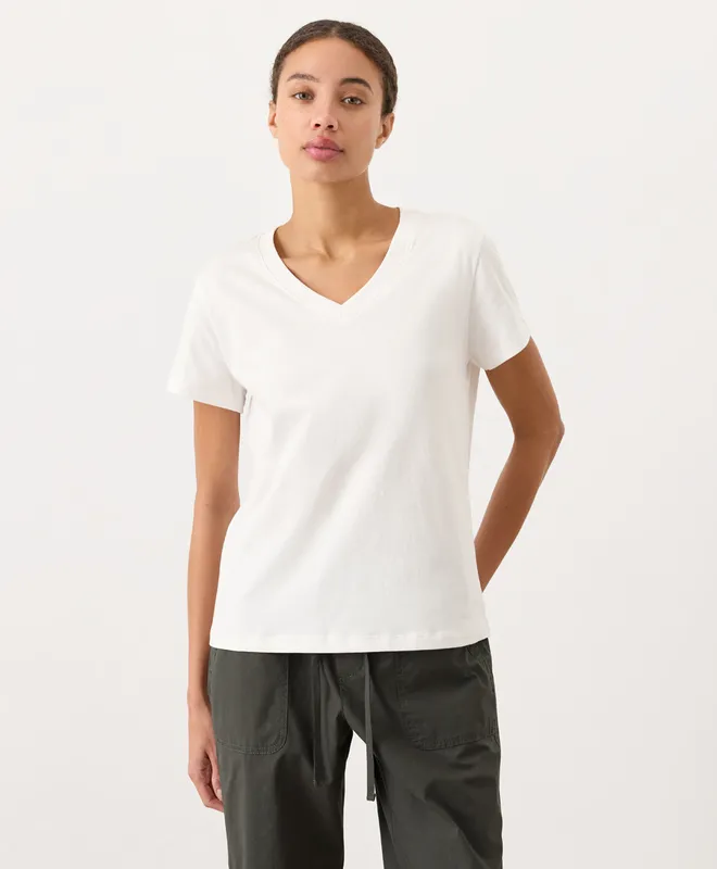PACT Women's Cream Softspun Essential V-Neck Tee XS
