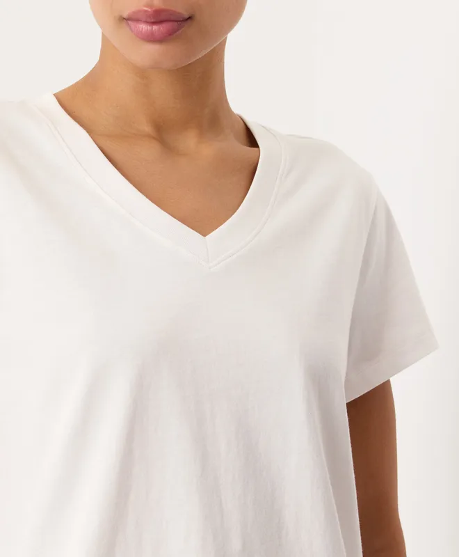 PACT Women's Cream Softspun Essential V-Neck Tee XS 2