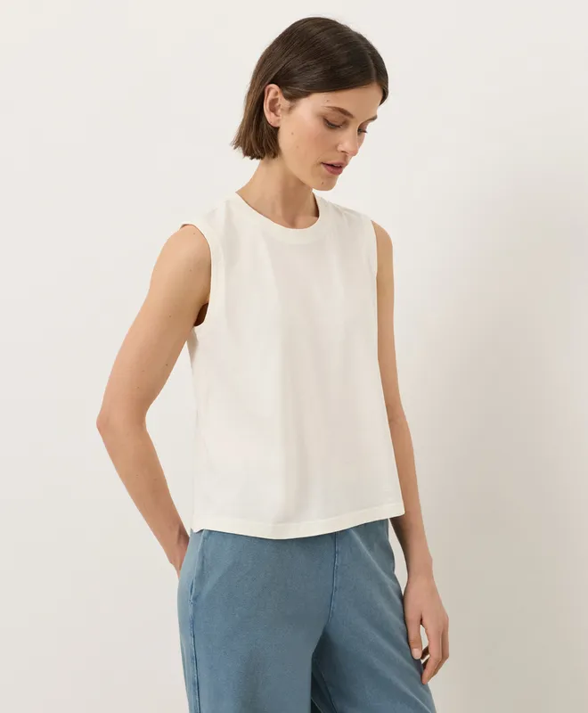 PACT Women's Cream Vintage Jersey Relaxed Tank XL 4