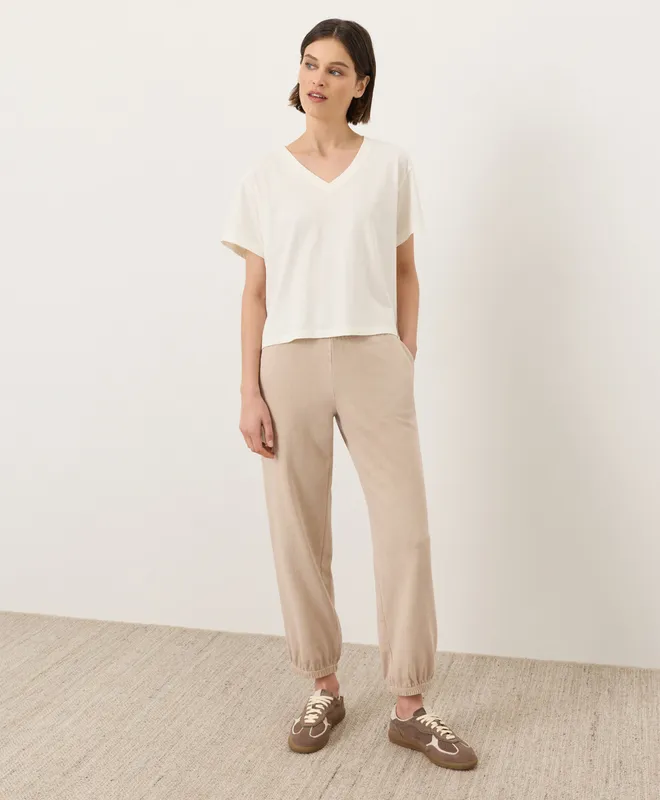 PACT Women's Cream Vintage Jersey V-Neck Tee XS 3