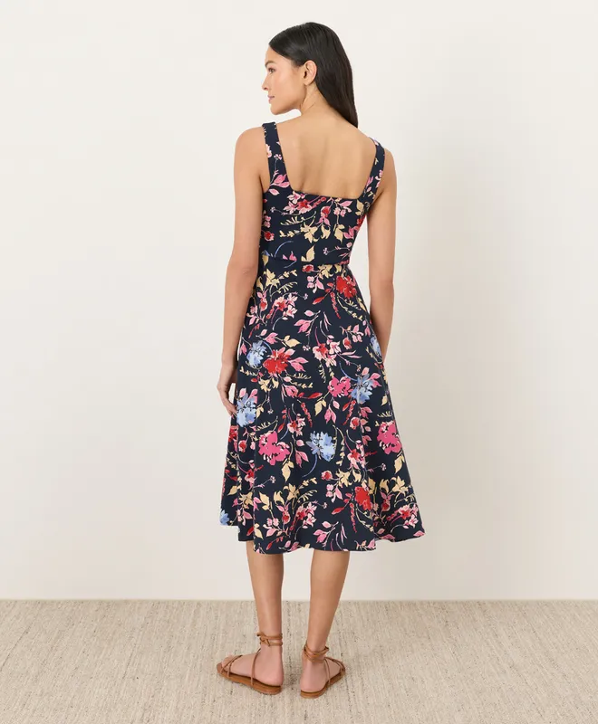 PACT Women's Dayspring Blooms Multi Fit & Flare Square Neck Dress XS 2