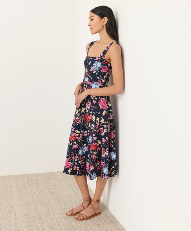 PACT Women's Dayspring Blooms Multi Fit & Flare Square Neck Dress XS 3