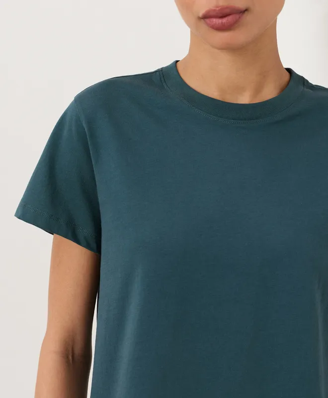 PACT Women's Deep Aqua Softspun Essential Crewneck Tee S 2