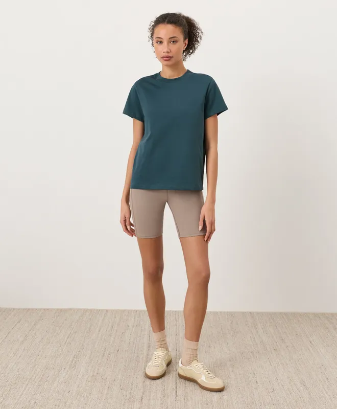 PACT Women's Deep Aqua Softspun Essential Crewneck Tee S 3