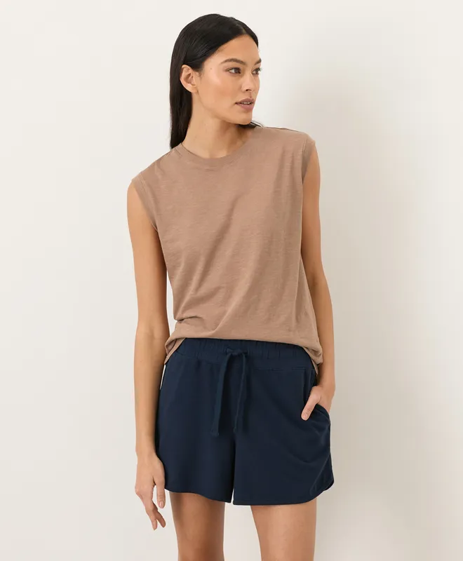 PACT Women's Driftwood Brown Featherweight Slub Relaxed Muscle Tee XS