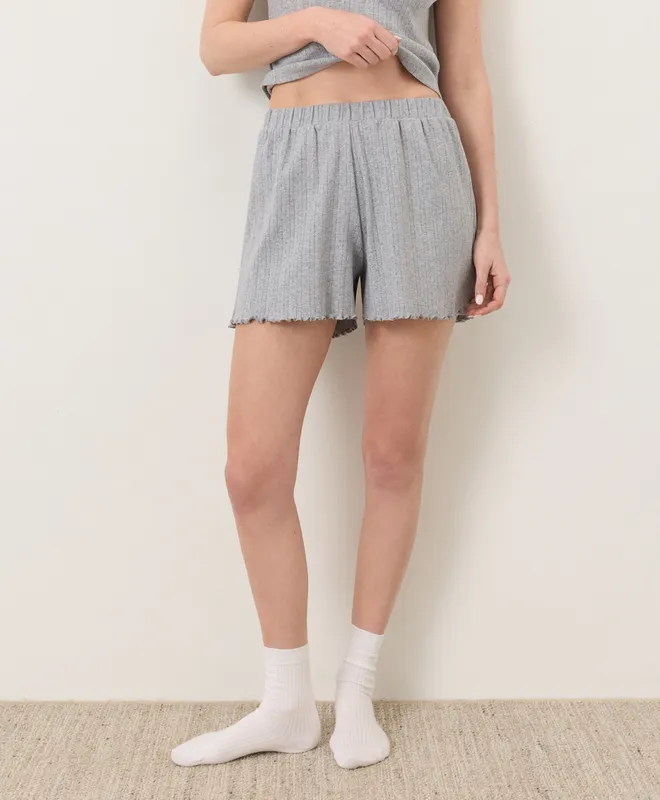 PACT Women's Heather Grey Pointelle Short S