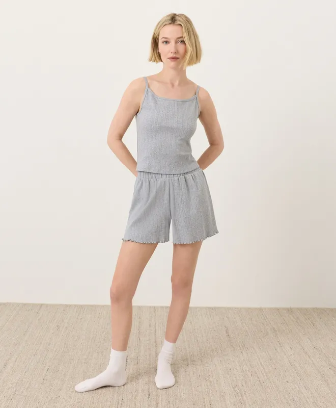 PACT Women's Heather Grey Pointelle Short S 2