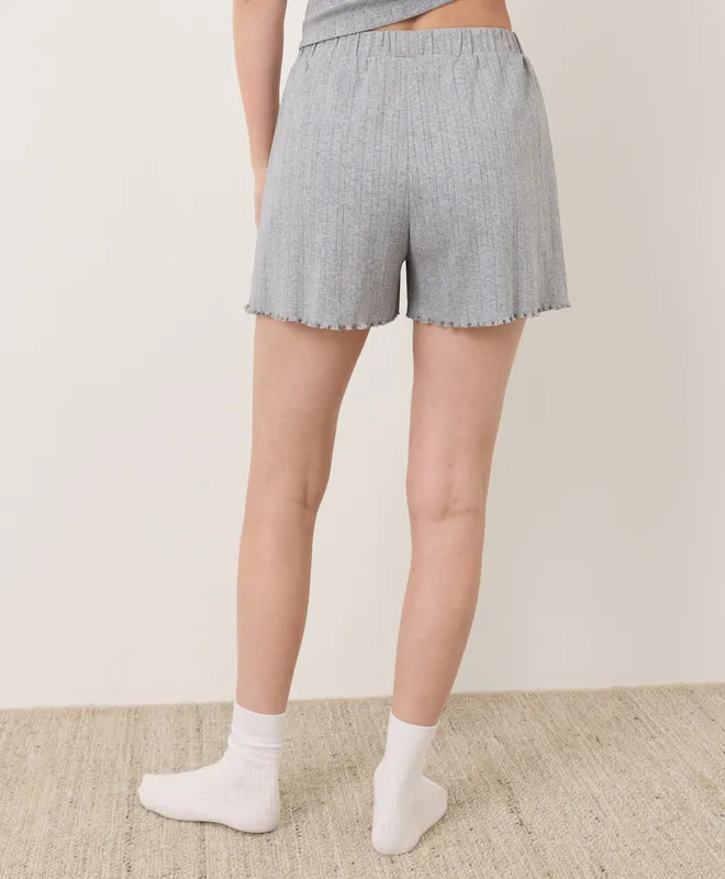 PACT Women's Heather Grey Pointelle Short S 3