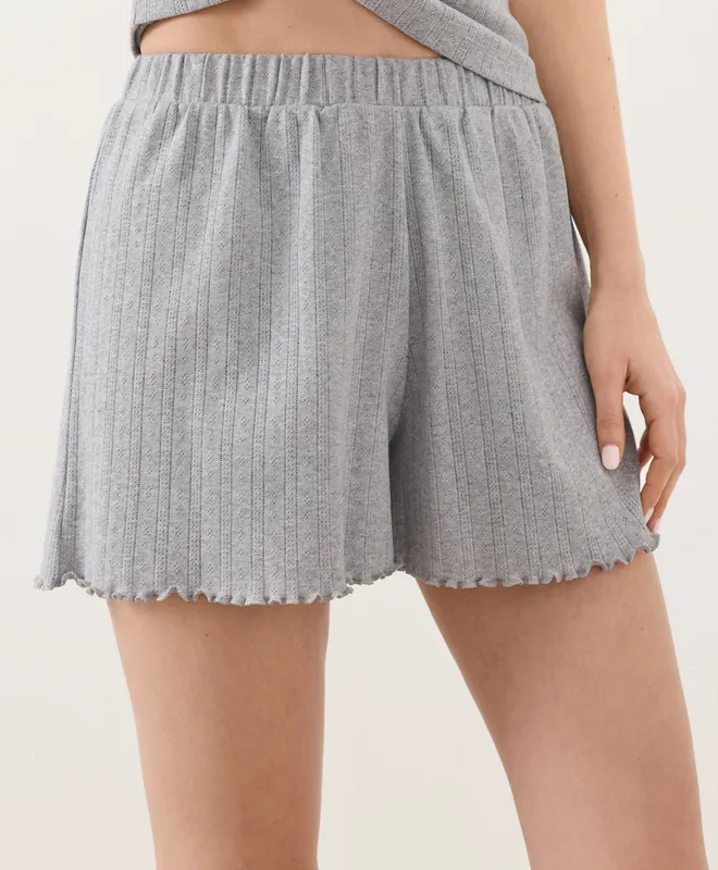 PACT Women's Heather Grey Pointelle Short S 4