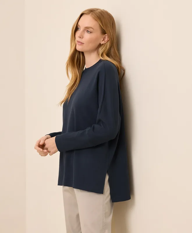 PACT Women's Midnight Blue Roam Long Sleeve Poncho ML 4
