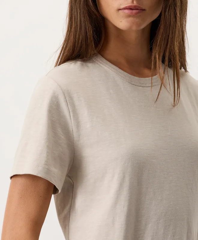 PACT Women's Nickel Grey Soft-Slub Essential Crewneck Tee XS 2