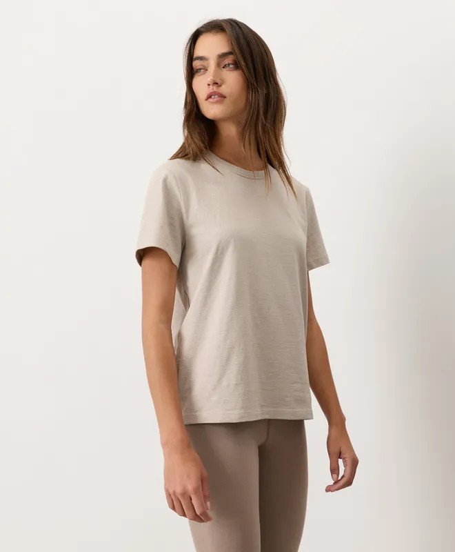 PACT Women's Nickel Grey Soft-Slub Essential Crewneck Tee XS 4