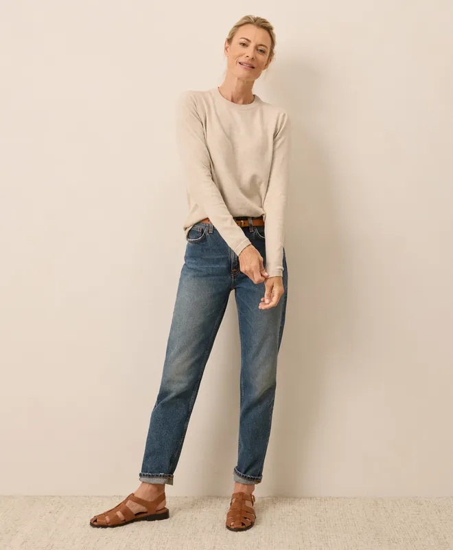 PACT Women's Sandshell Heather Classic Fine Knit Crew Sweater S 3