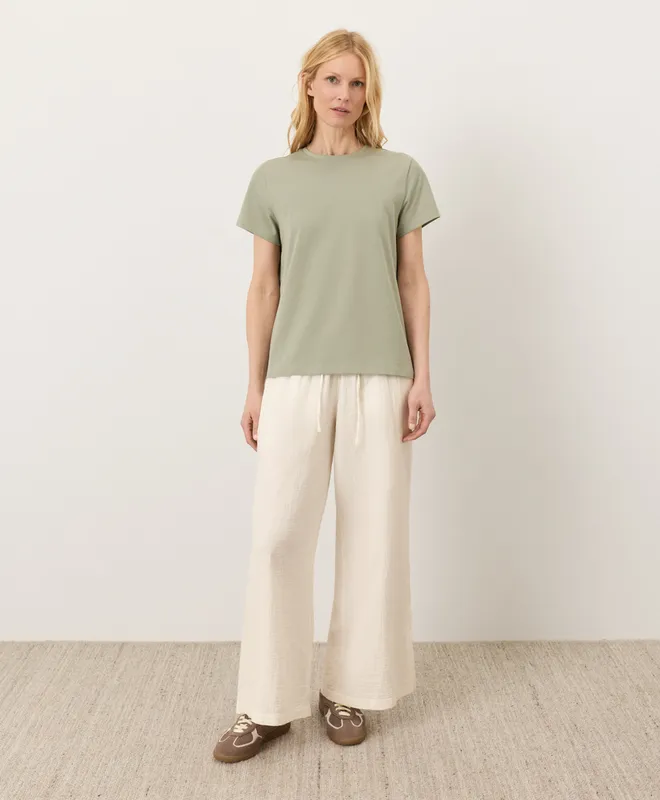 PACT Women's Seagrass Luxe Essential Crewneck Tee S 3