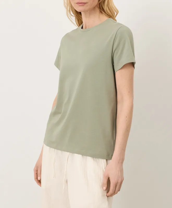 PACT Women's Seagrass Luxe Essential Crewneck Tee S 4