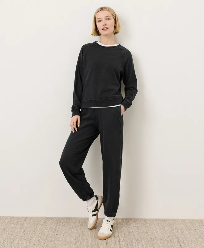PACT Women's Washed Black Weekends Relaxed Raglan Sweatshirt XS 3