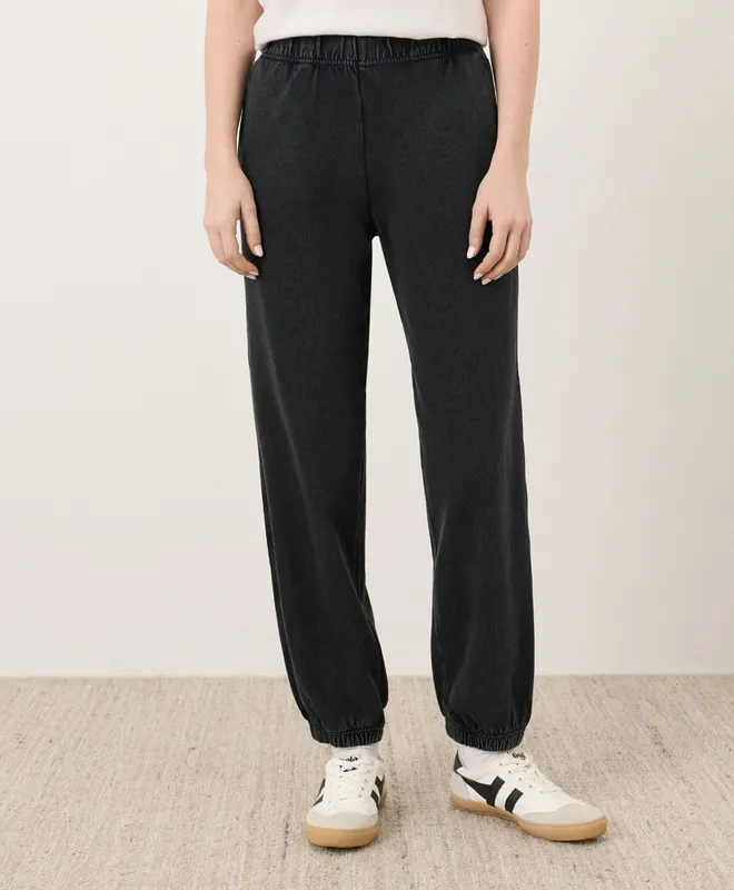 PACT Women's Washed Black Weekends Relaxed Sweatpant XS