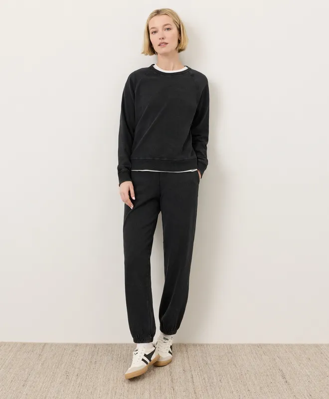 PACT Women's Washed Black Weekends Relaxed Sweatpant XS 2