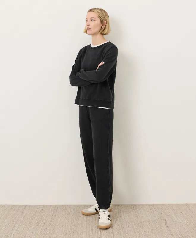 PACT Women's Washed Black Weekends Relaxed Sweatpant XS 3