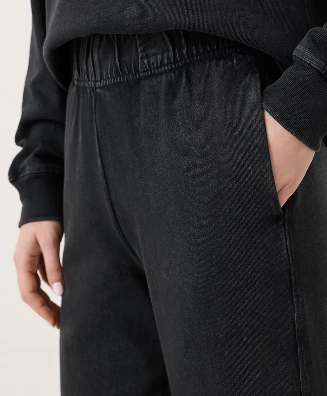PACT Women's Washed Black Weekends Relaxed Sweatpant XS 5