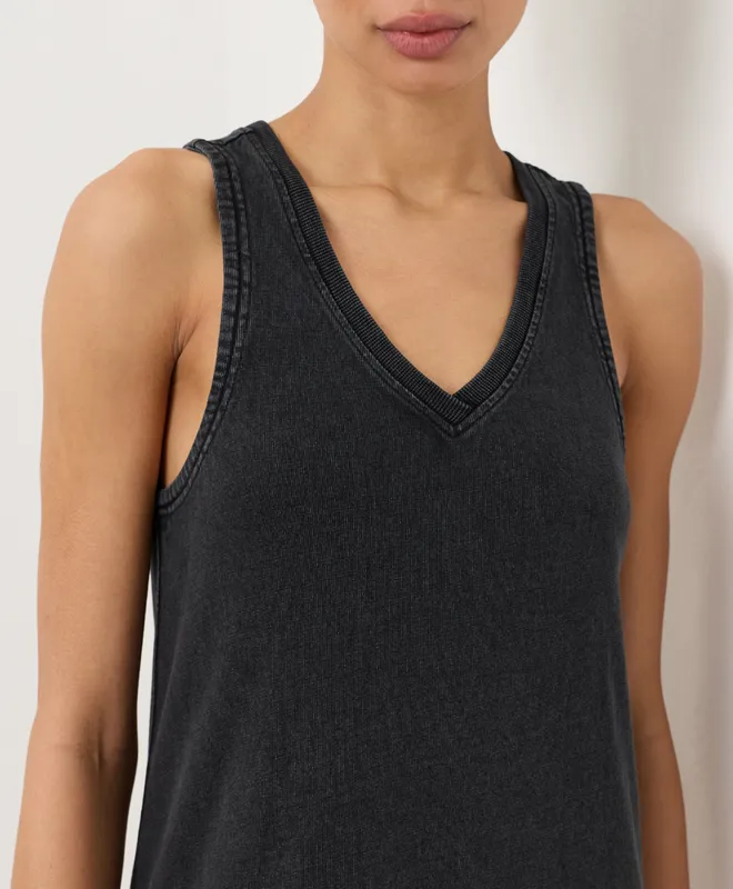 PACT Women's Washed Black Weekends Tank Dress XS 4