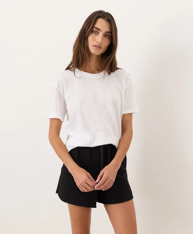 PACT Women's White Featherweight Slub Relaxed Crewneck Tee L