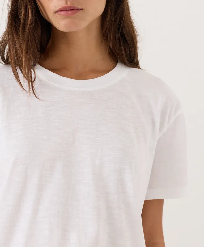 PACT Women's White Featherweight Slub Relaxed Crewneck Tee L 2