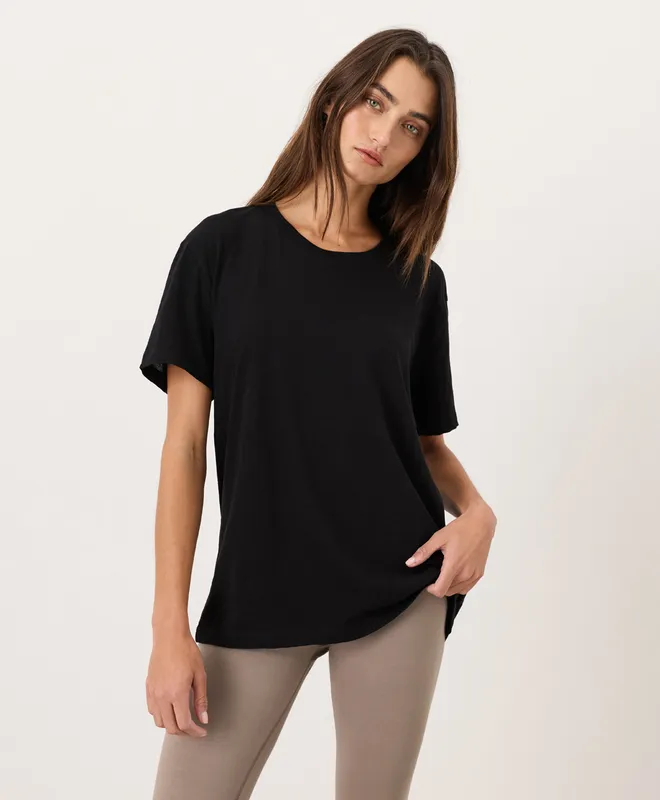 PACT Women's White Featherweight Slub Relaxed Crewneck Tee L 5