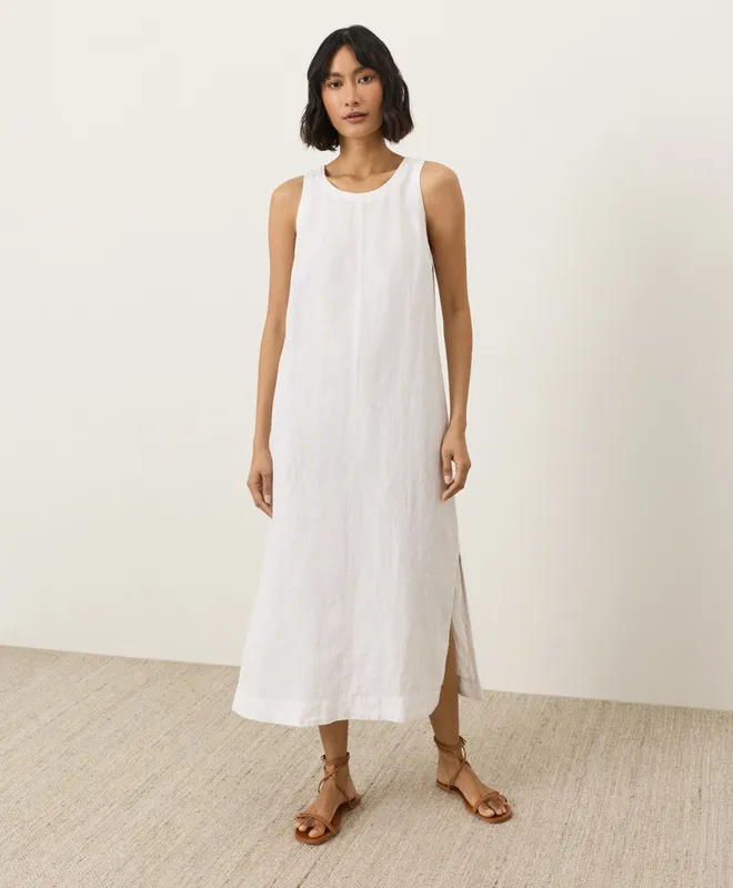 PACT Women's White Linen Easy Tank Dress XS