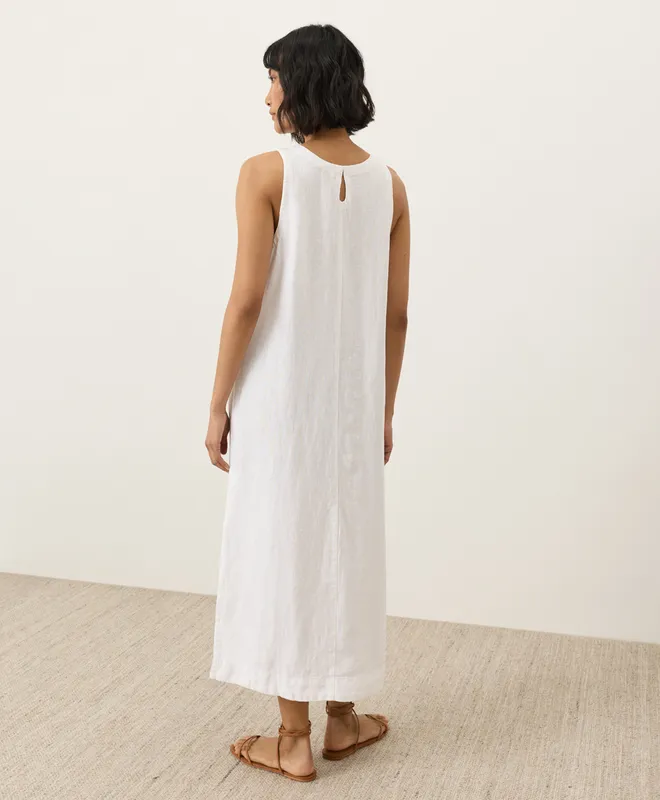 PACT Women's White Linen Easy Tank Dress XS 2