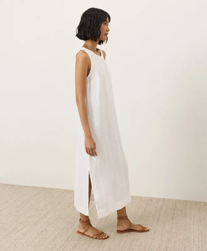 PACT Women's White Linen Easy Tank Dress XS 3