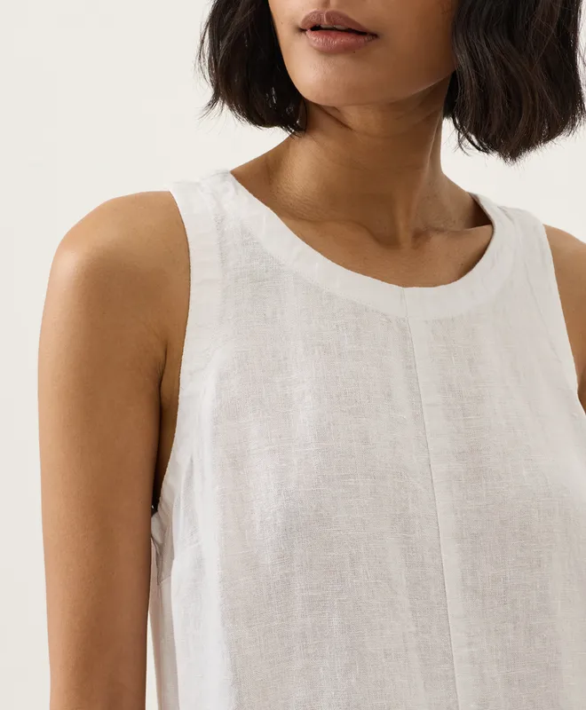 PACT Women's White Linen Easy Tank Dress XS 4
