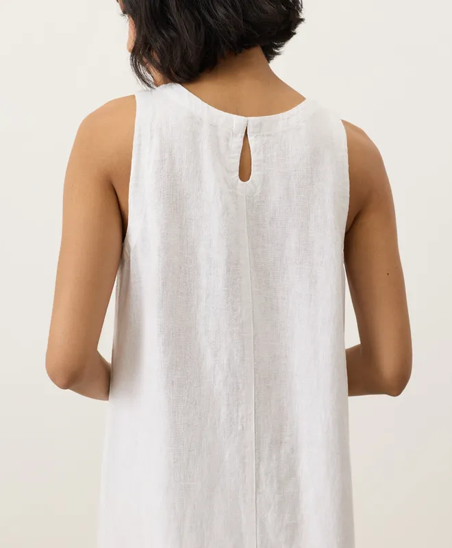 PACT Women's White Linen Easy Tank Dress XS 5