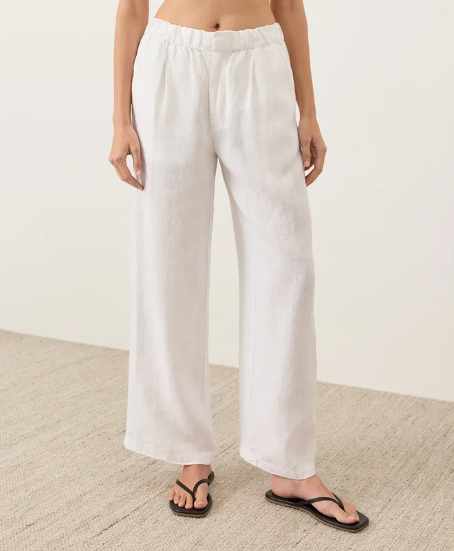 PACT Women's White Linen Easy Trouser Pant S