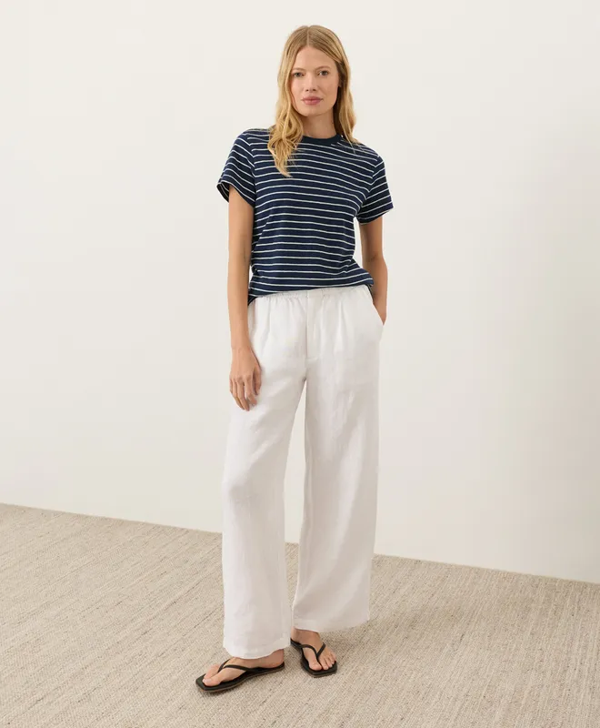 PACT Women's White Linen Easy Trouser Pant S 2
