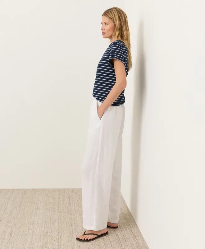 PACT Women's White Linen Easy Trouser Pant S 3