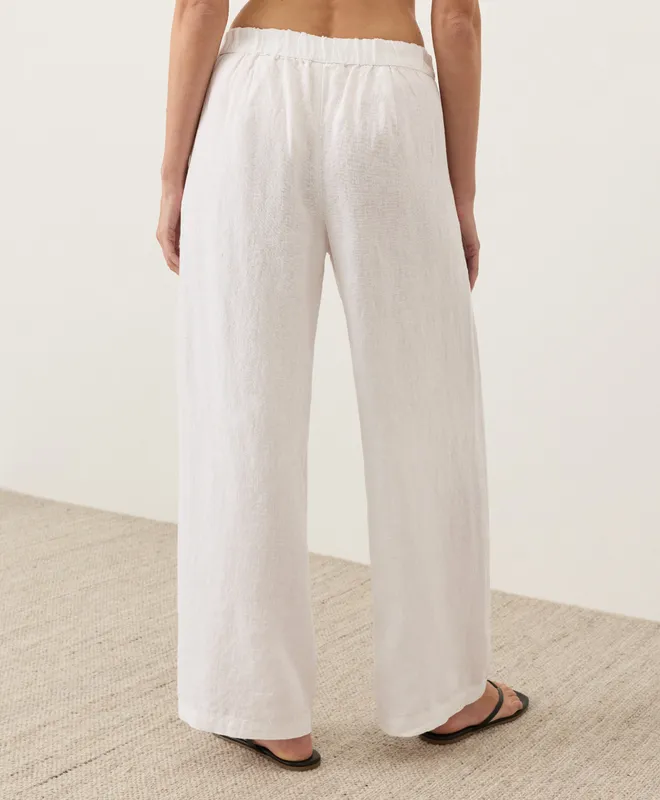 PACT Women's White Linen Easy Trouser Pant S 4