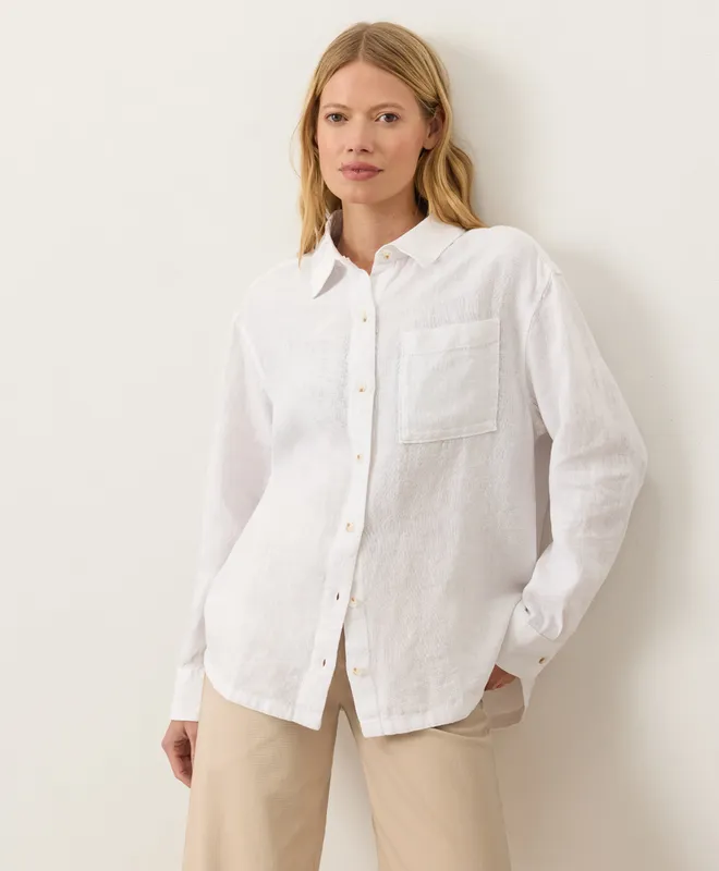 PACT Women's White Linen Relaxed Shirt XS