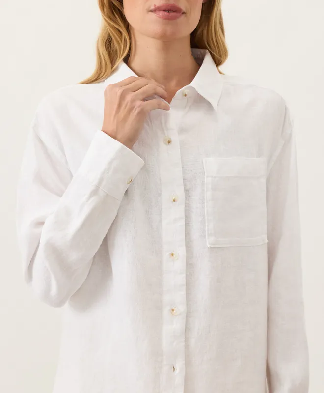PACT Women's White Linen Relaxed Shirt XS 2