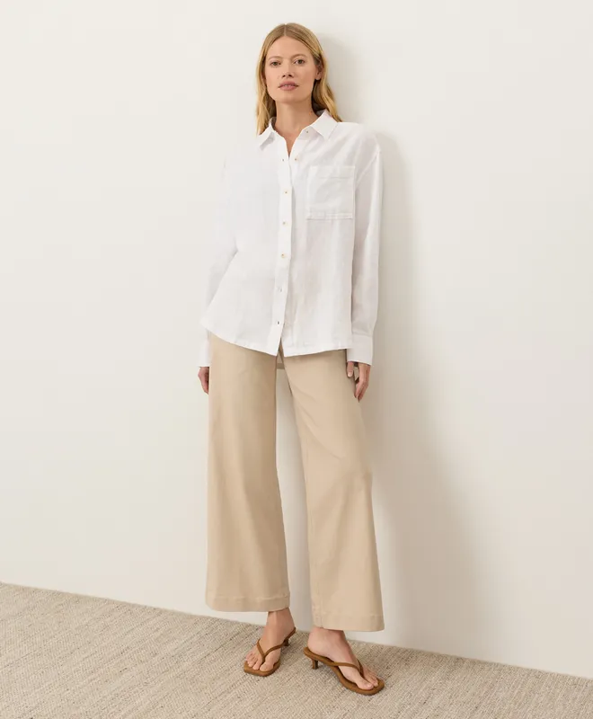 PACT Women's White Linen Relaxed Shirt XS 3