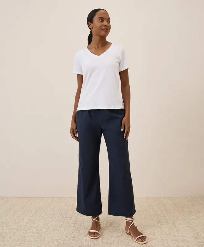 PACT Women's White Softspun V-Neck Tee S 3