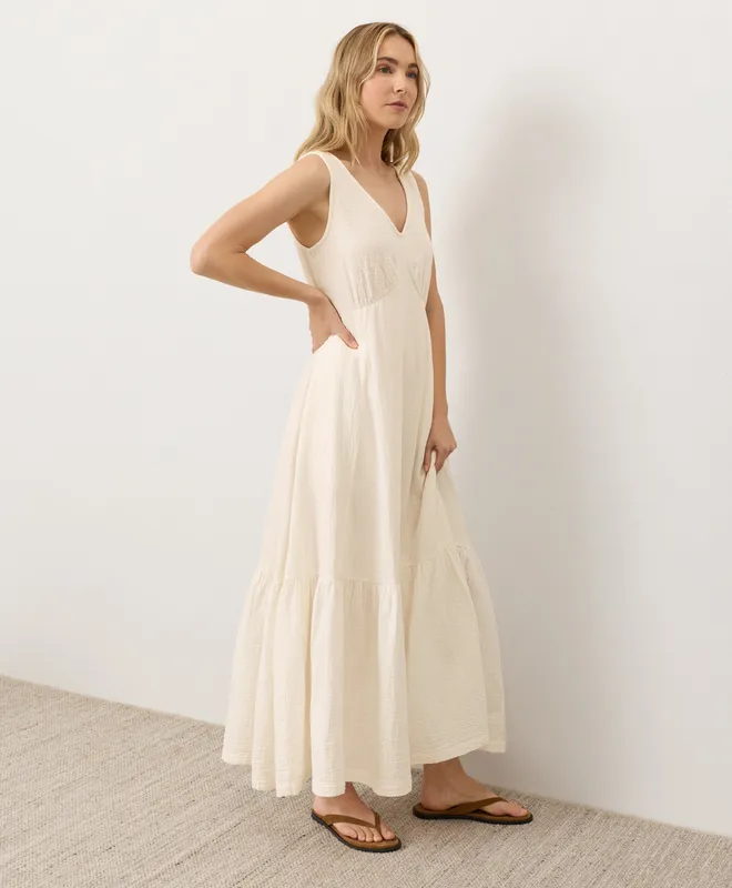 Women’s Coastal Double Gauze Beach To Brunch Maxi Dress made with Organic Cotton 4