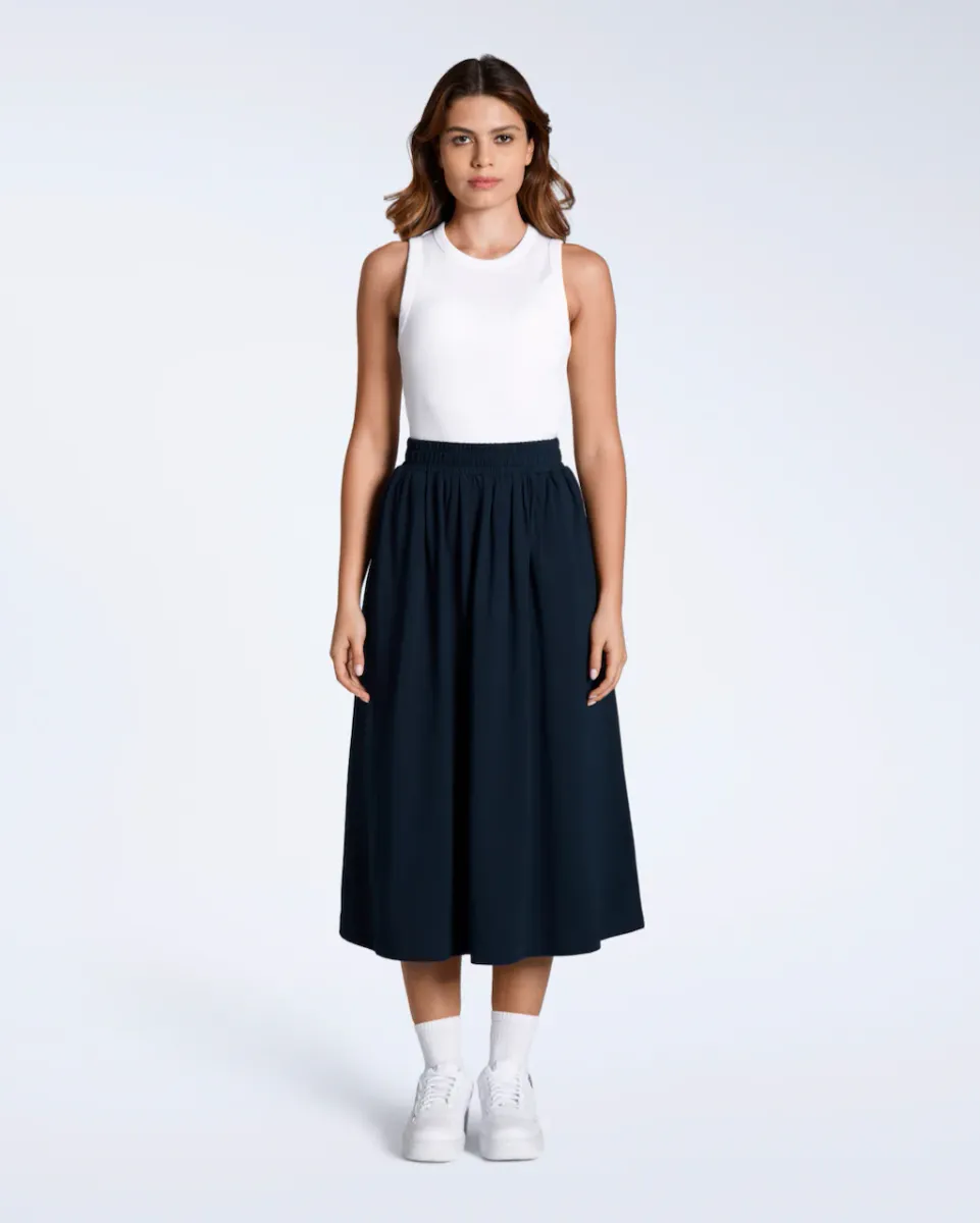 Gathered Organic Midi Skirt