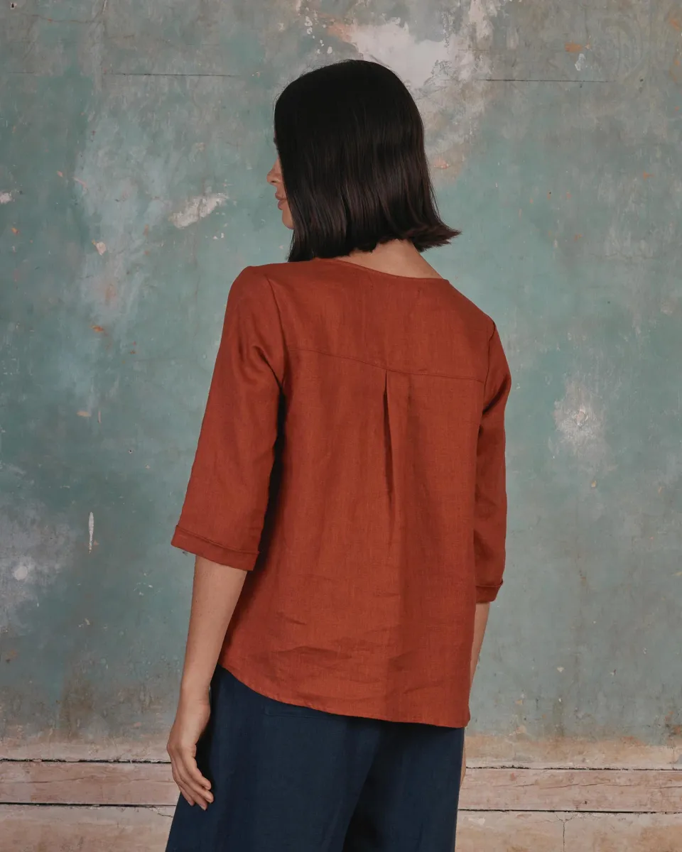 Blouse No.12 Everyday Linen Shirt in Picante 4