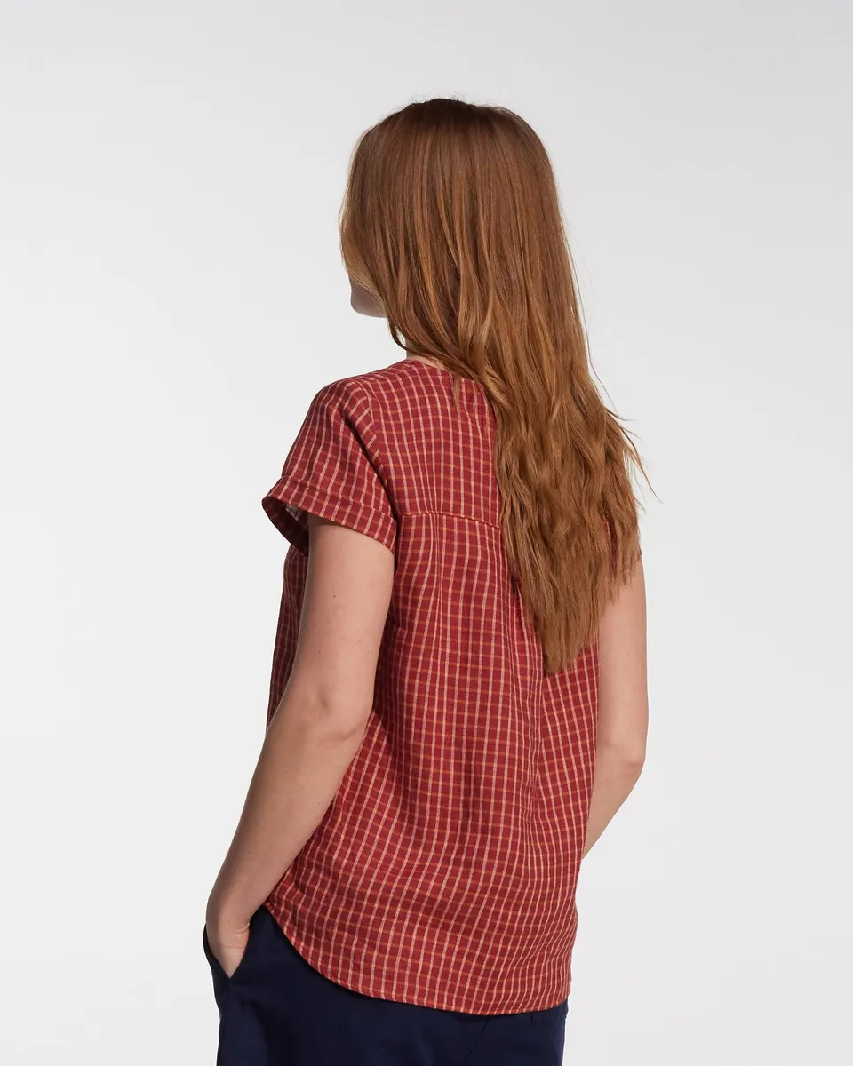 Blouse No.14 Linen T-shirt in Pomodoro Plaid 3